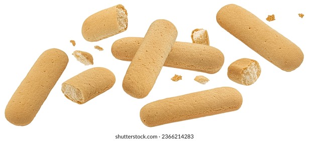 Italian savoiardi biscuits, ladyfinger cookies isolated on white background, full depth of field - Powered by Shutterstock