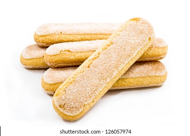 Italian savoiardi cookies in r white background