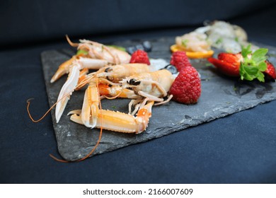 Italian Seafood Dish: Scampi And Strawberries