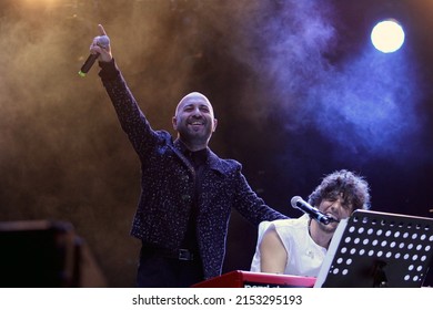 Italian Singers Ermal Meta And Giuliano Sangiorgi Sing At The Concert On May 1st In Taranto, Puglia, Italy - 01.05.2022