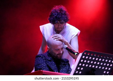 Italian Singers Ermal Meta And Giuliano Sangiorgi Sing At The Concert On May 1st In Taranto, Puglia, Italy - 01.05.2022