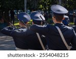 Italian soldiers aligned during formal ceremony outdoors, emphasizing teamwork and discipline.