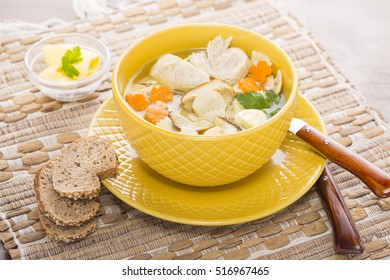 Italian Soup With Chicken And Mushroom Pasta