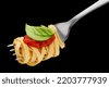 fork with spaghetti isolated