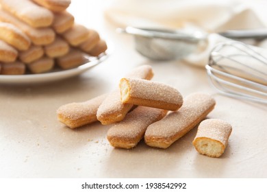 Italian sponge fingers cookies for tiramisu cake or desserts