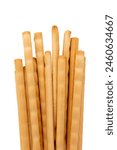 italian stick bread grissini, traditional breadsticks isolated on white background with clipping path