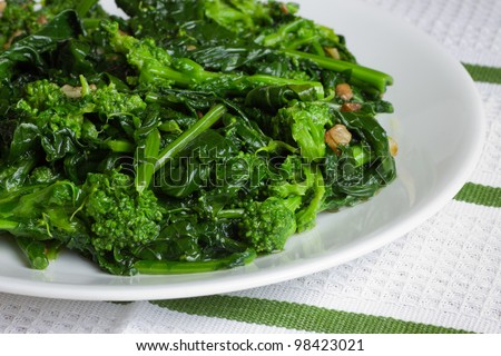 Italian style broccoli rabe sautéed in olive oil and garlic Foto stock © 