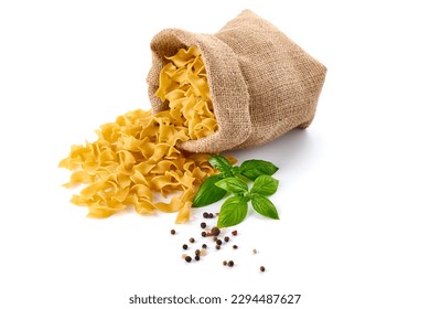 Italian Tagliatelle Pasta. Egg Pasta, Isolated on White Background. Dry Short Fettuccine Macarons - Powered by Shutterstock