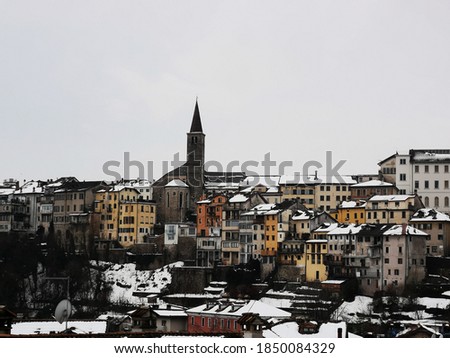 the Italian town of belluno after a snowfall
