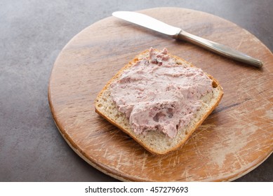 Italian Venison Boar Liver Sausage Spread On A Half Roll