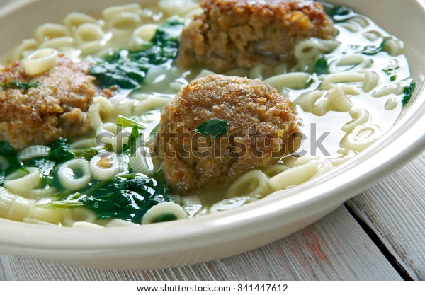 Italian Wedding Soup Italianamerican Soup Consisting Stock Photo