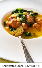 Italian Wedding Soup With Sausage Meatballs Orzo Pasta And Cannellini Beans