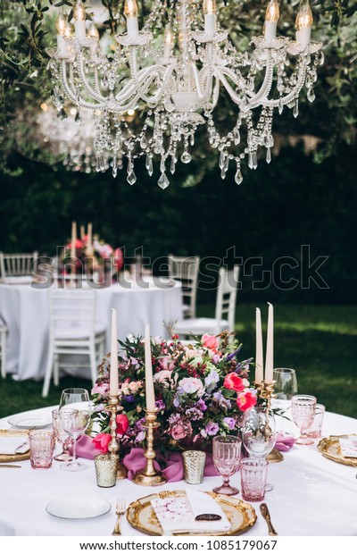 Italian Wedding Table Setting Stock Photo Edit Now 1085179067