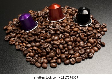 Italy - 06/01/2018: Nespresso coffee capsules on coffee benas - Shutterstock ID 1117298339