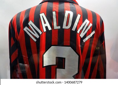 Italy - 22 June 2018: Paolo Maldini The Legendary Football Player Shirt In San Siro Stadium In Milan Italy