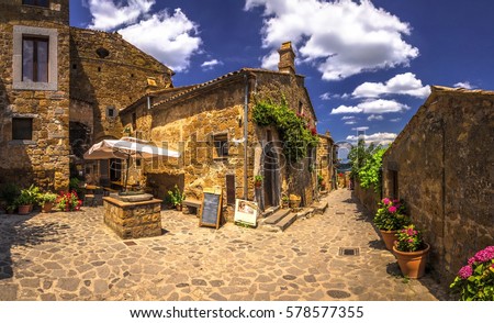 Italy beauty, adorable street in Civita di Bagnoregio, Tuscany , Toscana