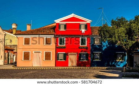 Italy beauty,  pretty houses on Burano island, Venice , Venezia
