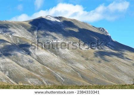           Italy, Central Apennines, Sibillini Mountains, views and panoramas. View of Mount Vettore approximately 2500 meters high.                     