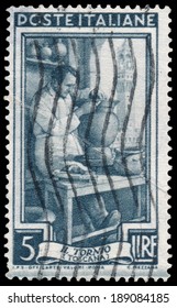 ITALY - CIRCA 1950: A stamp printed in Italy, shows Potter, Piazza della Signoria, Florence (Tuscany) series work of Italians, circa 1950 