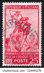 ITALY - CIRCA 1954: Stamp Printed By Italy, Shows Pinocchio And Group Of Children, Circa 1954