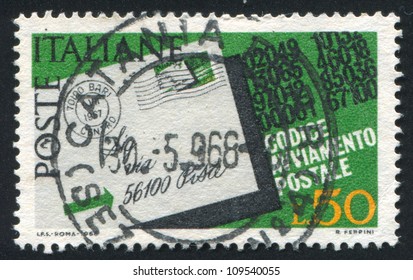 ITALY - CIRCA 1967: Stamp Printed By Italy, Shows Letter Addressed With Postal Zone Number, Circa 1967