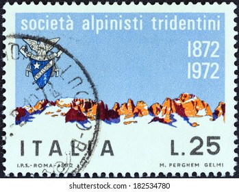 ITALY - CIRCA 1972: A stamp printed in Italy from the issued for the Centenary of Tridentine Alpinists Society shows Brenta Mountains, circa 1972.