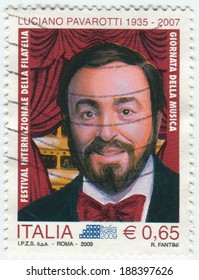 ITALY - CIRCA 2009: Stamp Printed In Italy Showing Luciano Pavarotti, Circa 2009