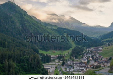 Italy Dolmites - view to the village Arabba