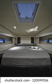 Italy, Fiumicino (Rome), Alfamarine 72 luxury yacht, master bedroom
