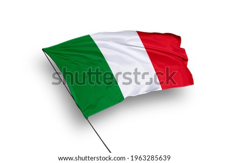 Italy flag isolated on white background with clipping path. close up waving flag of Italy. flag symbols of Italy.