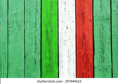 Italy Flag Painted On Old Wood Background