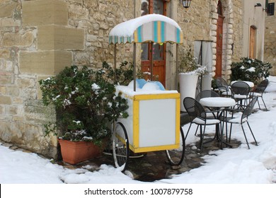 Italy: Ice Cream Shop Closed In Winter.