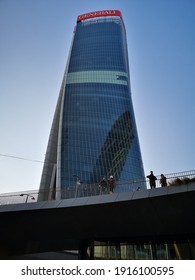 Italy, Lombardy, Milan - 2021 February 13th - Generali Headquarter Skyscraper In City Life District