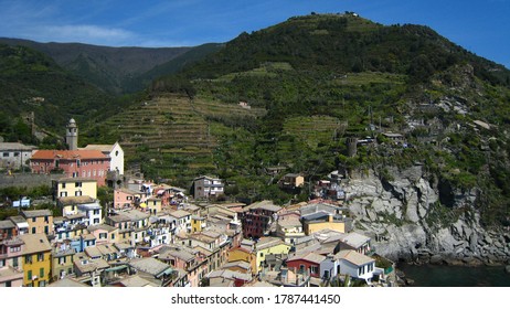 Italy, Manarola - July 01 2020: Vineyard of Manarola, one of the famous Cinque Terre towns