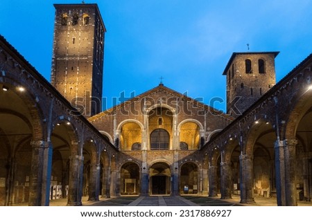 Italy Milan Basilica di Sant Ambrogio the evening of an autumn day