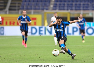 Italy, Milan, july 13 2020: Alexis Sanchez, fc Inter striker, attacks the penalty area in the second half during football match FC INTER vs TORINO, Serie A Tim 2019/2020 day32, San Siro stadium