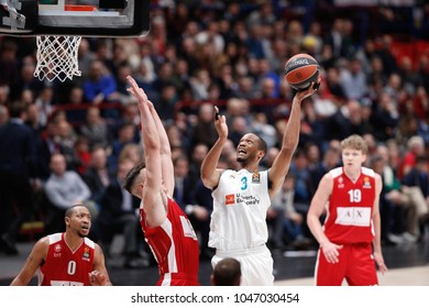 Italy, Milan, March 13 2018: Randolph Anthony Jumps And Scores 2 Points In The Paint In Third Quarter During Basketball Match Ax Armani Exchange Olimpia Milan Vs Real Madrid, EuroLeague 2018