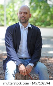 Italy , Milan - Roberto Saviano posed during a pubblic event