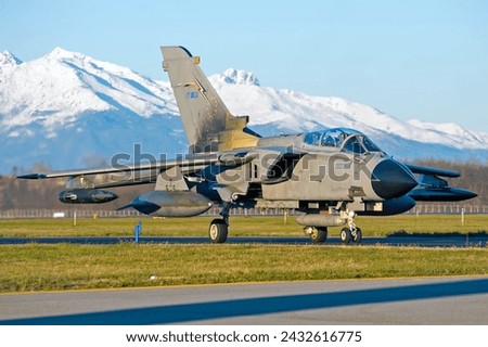 Italy military fighter aircraft taxiing