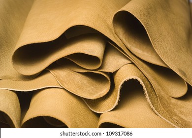 Italy, Naples, Cow Leather In A Leather Factory