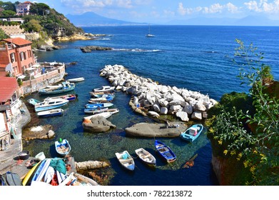 Italy, Naples, small port of Marechiaro with Vesuvius in the background. - Shutterstock ID 782213872