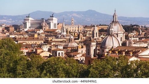 Italy. The Picturesque Panorama Of Rome, Aerial View.