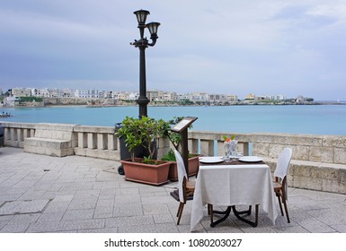 Italy, Puglia, Otranto, Restaurant At The Bay, Referred To As The Road Of Otranto