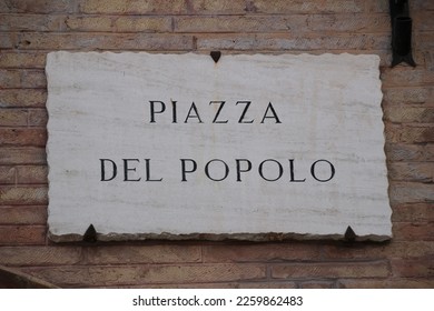 Italy: Road signal Piazza del Popolo (People Square).