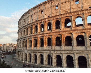 Italy Rome Colosseum Sunset View