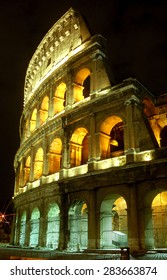 ITALY, ROME - FEBRUARY 22: Colosseum by night at February 22, 2003 in Rome,  Italy. Colossuem is the symbol of ancient Rome.