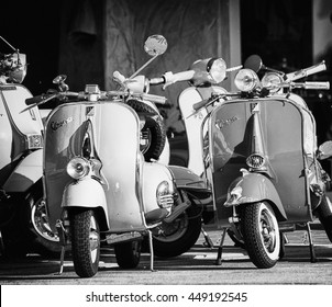 Italy Sardinia July 2016 Same Vespa  And Lambretta Vintage