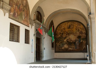 Italy, Tuscany, Florence, 28,02,2022, the fresco on the Santa Maria Nuova hospital.