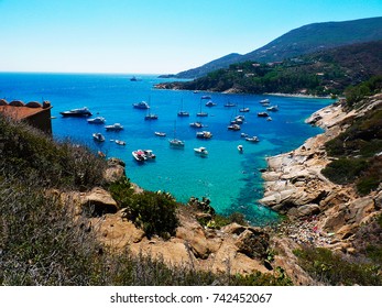 Italy, Tuscany, Maremma, Giglio Island, View Of The Beach Of The Cannelle