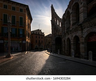 Italy, Verona - May 2018. View of the Verona Arena early in the morning.
